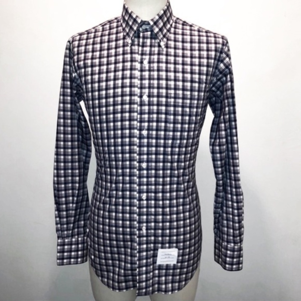 THOM BROWNE Mens Plaid Shirt Size 3 (L/42)